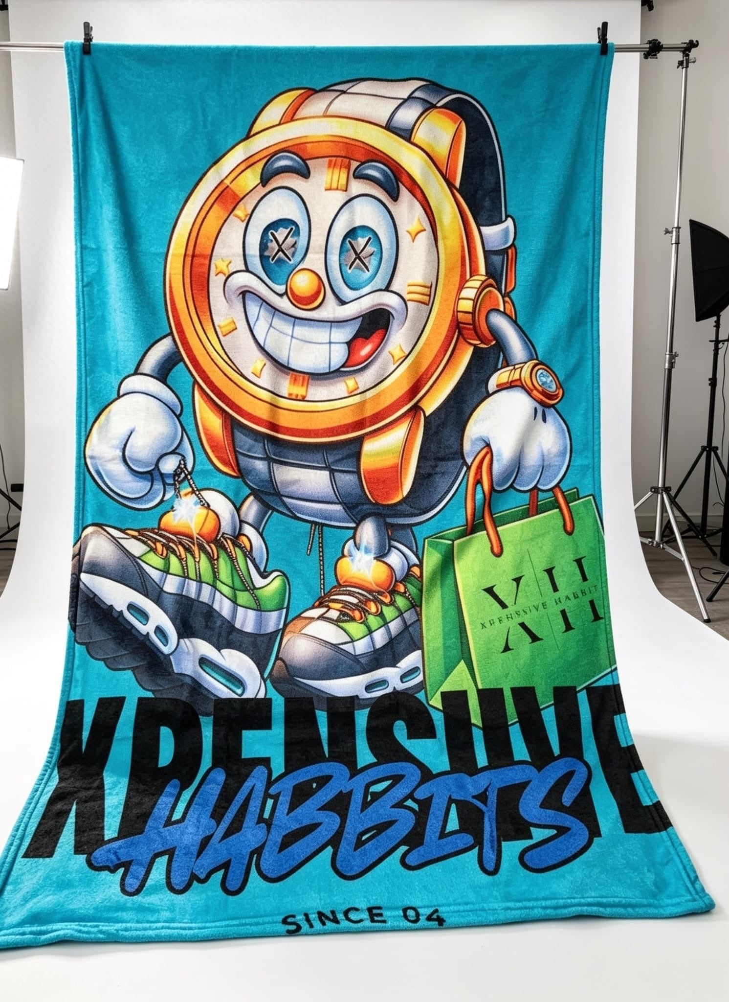 Xpensiive habbits mr X face blanket -marine